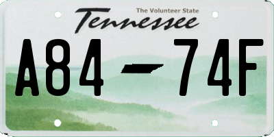 TN license plate A8474F