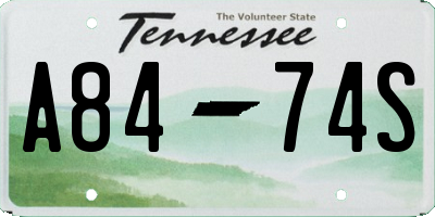 TN license plate A8474S