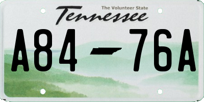 TN license plate A8476A