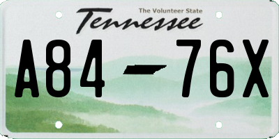 TN license plate A8476X