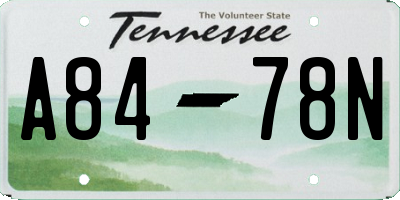 TN license plate A8478N