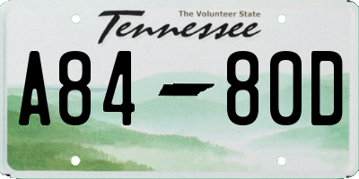 TN license plate A8480D