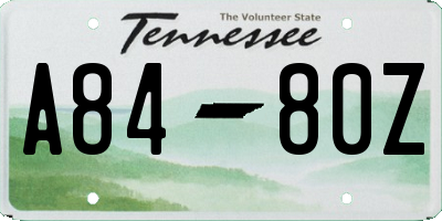 TN license plate A8480Z