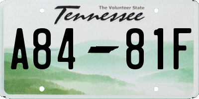 TN license plate A8481F