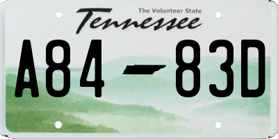 TN license plate A8483D
