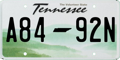 TN license plate A8492N
