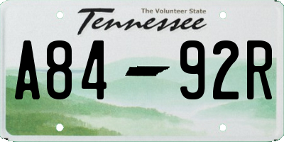 TN license plate A8492R