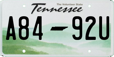 TN license plate A8492U