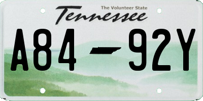 TN license plate A8492Y