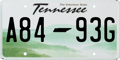 TN license plate A8493G