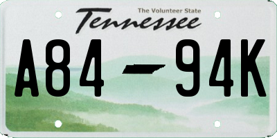 TN license plate A8494K
