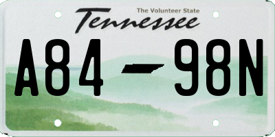 TN license plate A8498N