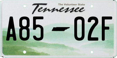 TN license plate A8502F