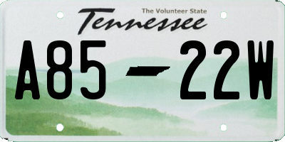 TN license plate A8522W