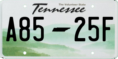 TN license plate A8525F
