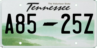 TN license plate A8525Z