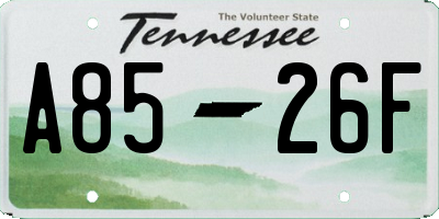 TN license plate A8526F