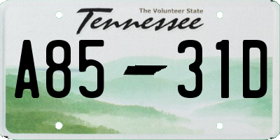 TN license plate A8531D