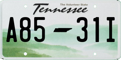 TN license plate A8531I