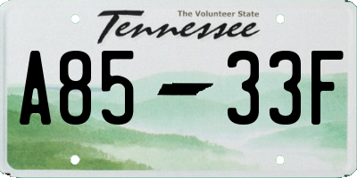 TN license plate A8533F