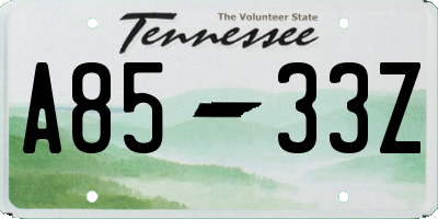 TN license plate A8533Z