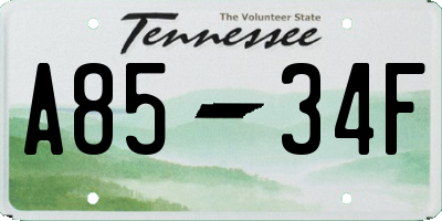 TN license plate A8534F