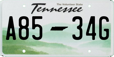TN license plate A8534G