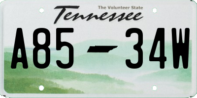 TN license plate A8534W