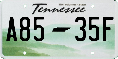 TN license plate A8535F
