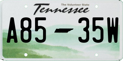 TN license plate A8535W