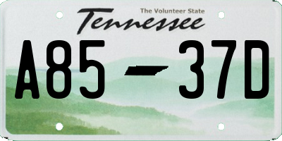 TN license plate A8537D
