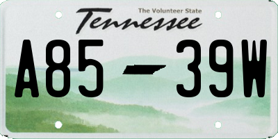 TN license plate A8539W