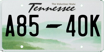 TN license plate A8540K