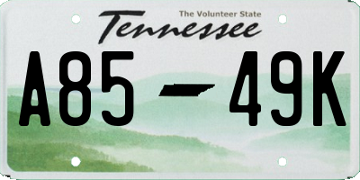 TN license plate A8549K