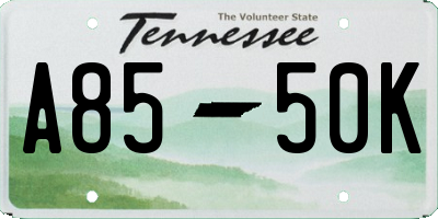 TN license plate A8550K
