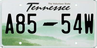 TN license plate A8554W