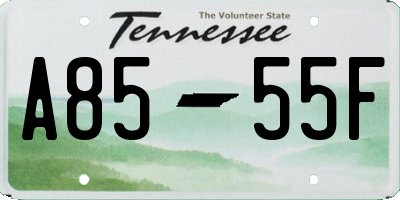 TN license plate A8555F