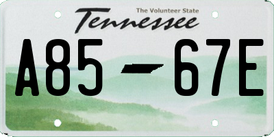 TN license plate A8567E