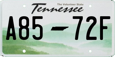 TN license plate A8572F