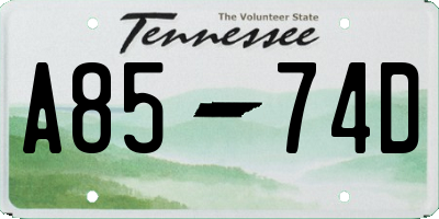 TN license plate A8574D