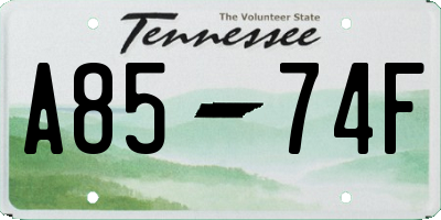 TN license plate A8574F
