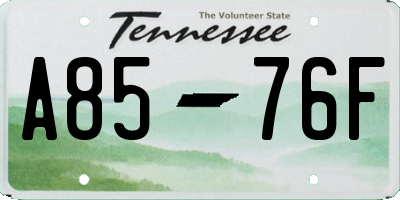 TN license plate A8576F