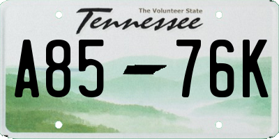 TN license plate A8576K