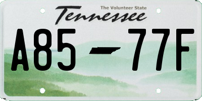 TN license plate A8577F