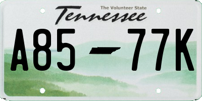 TN license plate A8577K