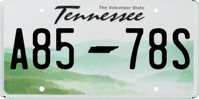 TN license plate A8578S