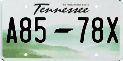 TN license plate A8578X
