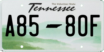 TN license plate A8580F