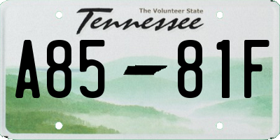 TN license plate A8581F