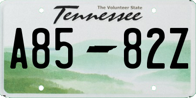 TN license plate A8582Z